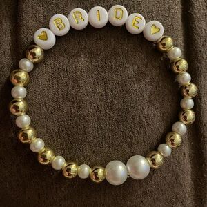 Gold and White Beaded Bride Bracelet
